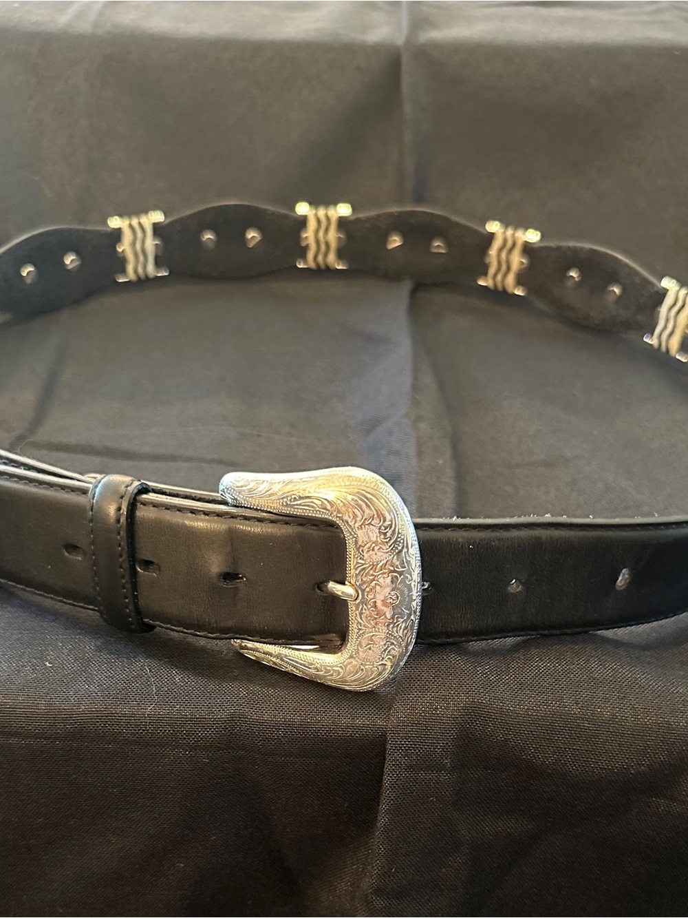 Vintage TONY LAMA Buckle Belt NATIVE AMERICAN Leather 40 Indian WESTERN Concho